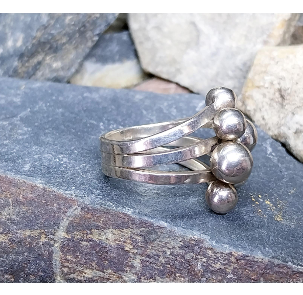 Vintage Modernist Silver Ring - Art Deco - uk size T (us 9.5) - 11.8g