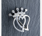 OLA GORIE Double Heart Luckenbooth BROOCH - Scottish Silver