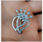 OLA GORIE Double Heart Luckenbooth BROOCH - Scottish Silver