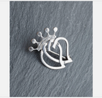 OLA GORIE Double Heart Luckenbooth BROOCH - Scottish Silver