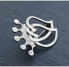 OLA GORIE Double Heart Luckenbooth BROOCH - Scottish Silver