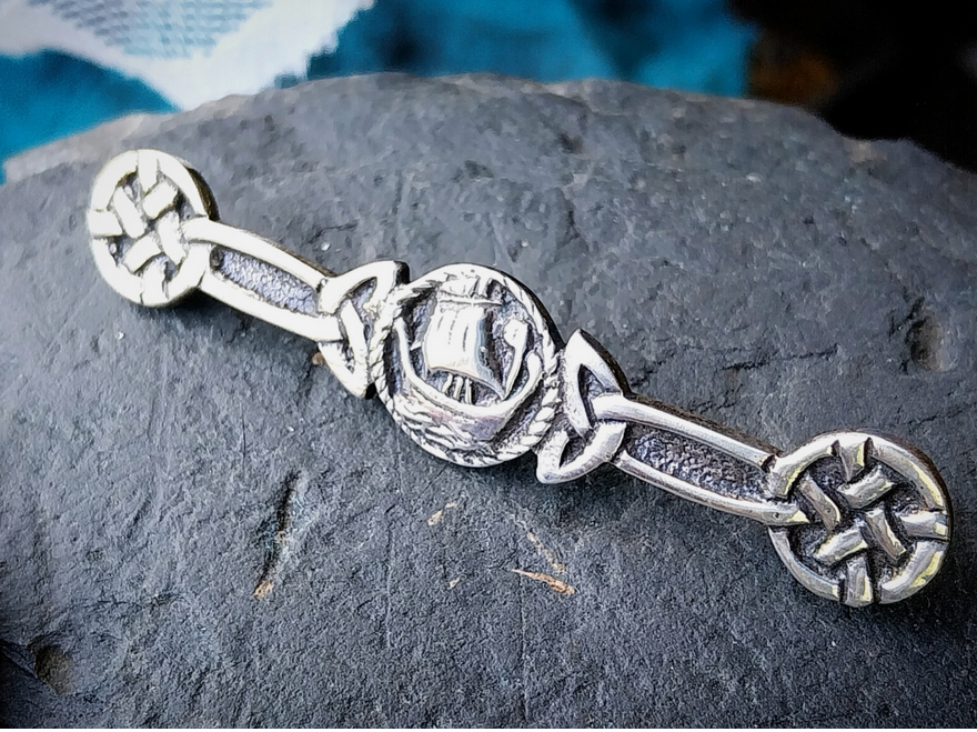 Vintage Sterling Silver Viking Ship Brooch Chester Hallmarks circa 1946