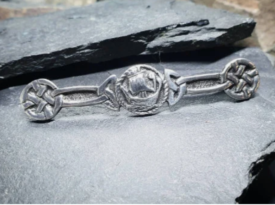 Vintage Sterling Silver Viking Ship Brooch Chester Hallmarks circa 1946