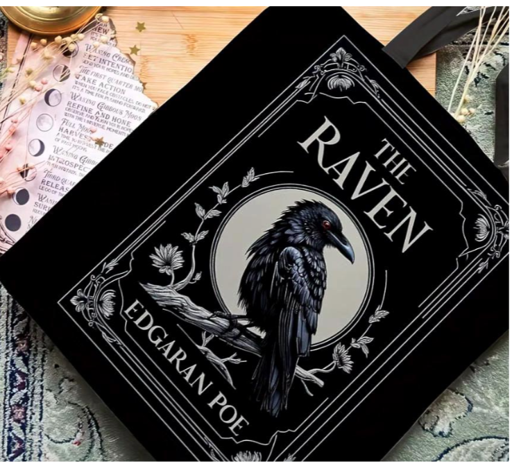 The Raven Tote Bag - Crow Witchy Shopping Shoulder bag