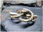 Antique Victorian SERPENT BROOCH - Infinity Lovers Knot with Agate - Rolled Gold