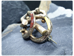 Antique Victorian SERPENT BROOCH - Infinity Lovers Knot with Agate - Rolled Gold