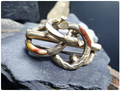 Antique Victorian SERPENT BROOCH - Infinity Lovers Knot with Agate - Rolled Gold