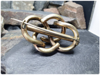 Antique Victorian SERPENT BROOCH - Infinity Lovers Knot with Agate - Rolled Gold