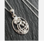 Vintage Sterling Silver CELTIC ROSE Pendant Necklace & 18" Chain - 2.7g