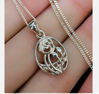 Vintage Sterling Silver CELTIC ROSE Pendant Necklace & 18" Chain - 2.7g