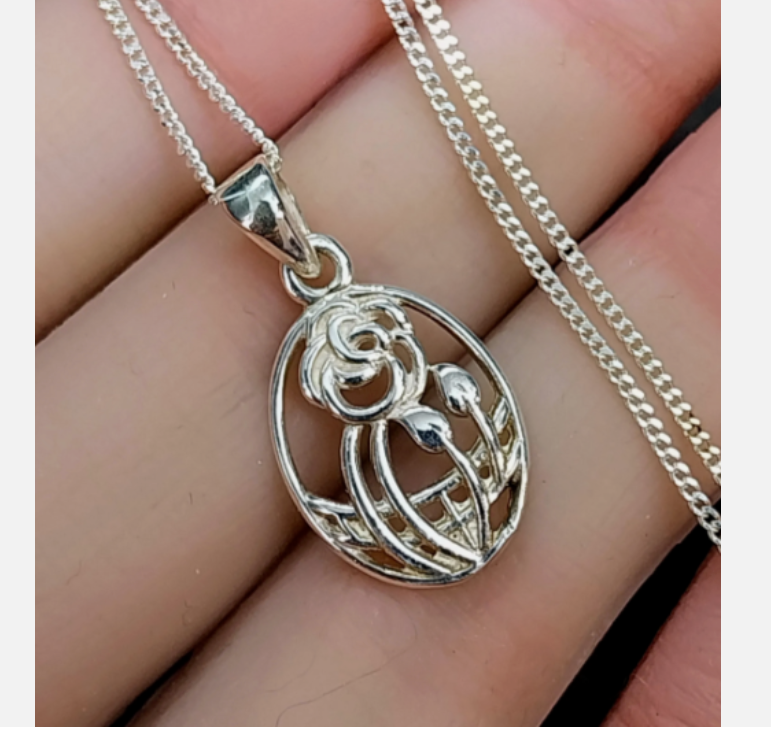 Vintage Sterling Silver CELTIC ROSE Pendant Necklace & 18" Chain - 2.7g