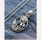 Vintage Sterling Silver CELTIC ROSE Pendant Necklace & 18" Chain - 2.7g