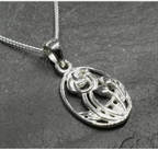 Vintage Sterling Silver CELTIC ROSE Pendant Necklace & 18" Chain - 2.7g