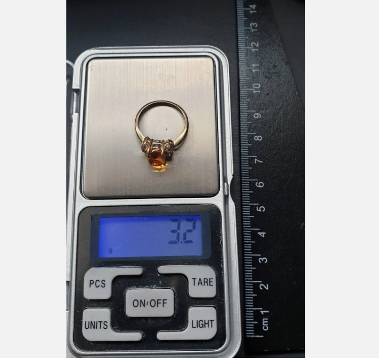 9ct GOLD Citrine Gemstone Ring - Size uk O (us 7) - 3.2g