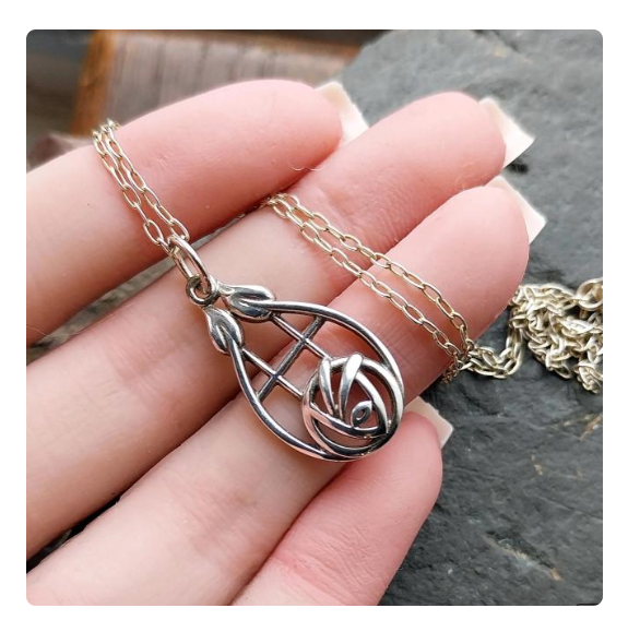 Sterling Silver Necklace with Rose and Cecily Leaf Pendant on 18" Chain - 3.9g