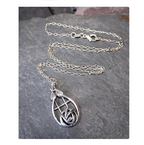 Sterling Silver Necklace with Rose and Cecily Leaf Pendant on 18" Chain - 3.9g