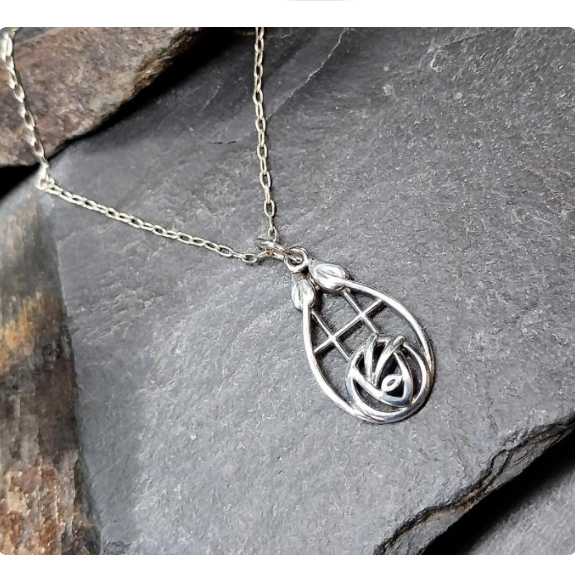 Sterling Silver Necklace with Rose and Cecily Leaf Pendant on 18" Chain - 3.9g