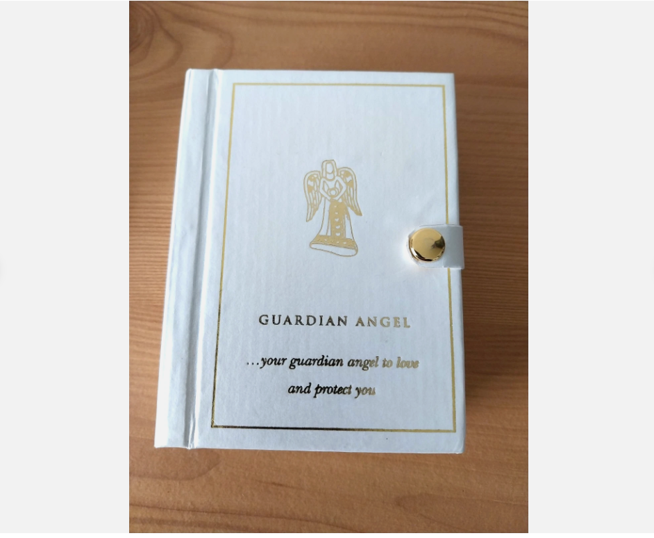 9ct Gold Pendant Locket Guardian Angel w/ Inscription on 18" chain Boxed