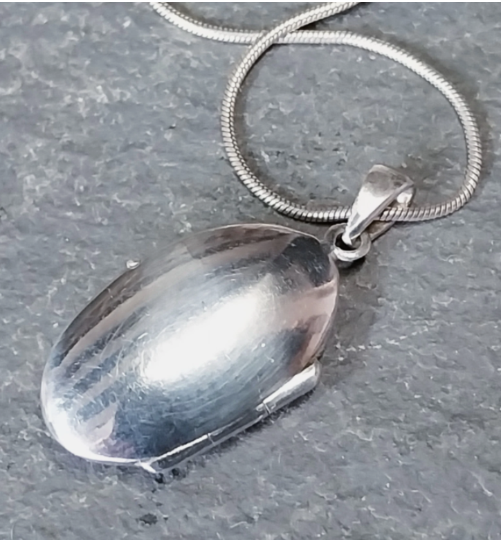 Vintage Silver ENAMEL LOCKET Necklace Mackintosh Style on 16" - 18" Chain - 6.4g