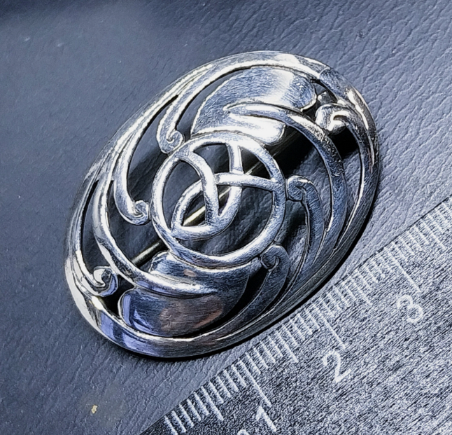 Vintage Sterling Silver Mackintosh Rose Art Nouveau Brooch - 8.6g