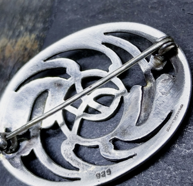 Vintage Sterling Silver Mackintosh Rose Art Nouveau Brooch - 8.6g