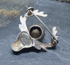 Vintage Silver STAG Antlers Brooch - with Purple Amethyst Stone- 3.4g