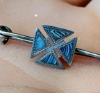 Antique SILVER CELTIC Cross  Agate Brooch - 1.4g