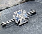 Antique SILVER CELTIC Cross  Agate Brooch - 1.4g