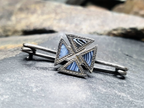 Antique SILVER CELTIC Cross  Agate Brooch - 1.4g