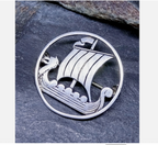 Vintage Shetland Silvercraft Viking Ship Long Boat Brooch - 4.5g
