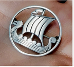 Vintage Shetland Silvercraft Viking Ship Long Boat Brooch - 4.5g