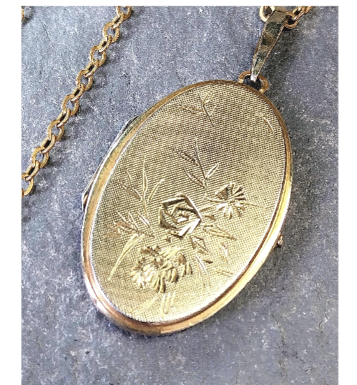 Large Vintage 14ct Rolled Gold LOCKET Necklace, on Long 24" Chain - 19.7g
