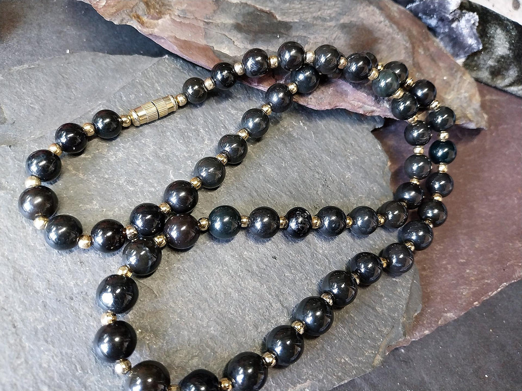 Vintage Jet Black Bead Necklace - 23" - 55.8g
