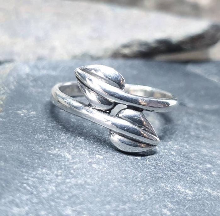 Vintage Sterling Silver Mackintosh Style Cecily Leaf Ring - Size uk O ( us 7) - 2.5g