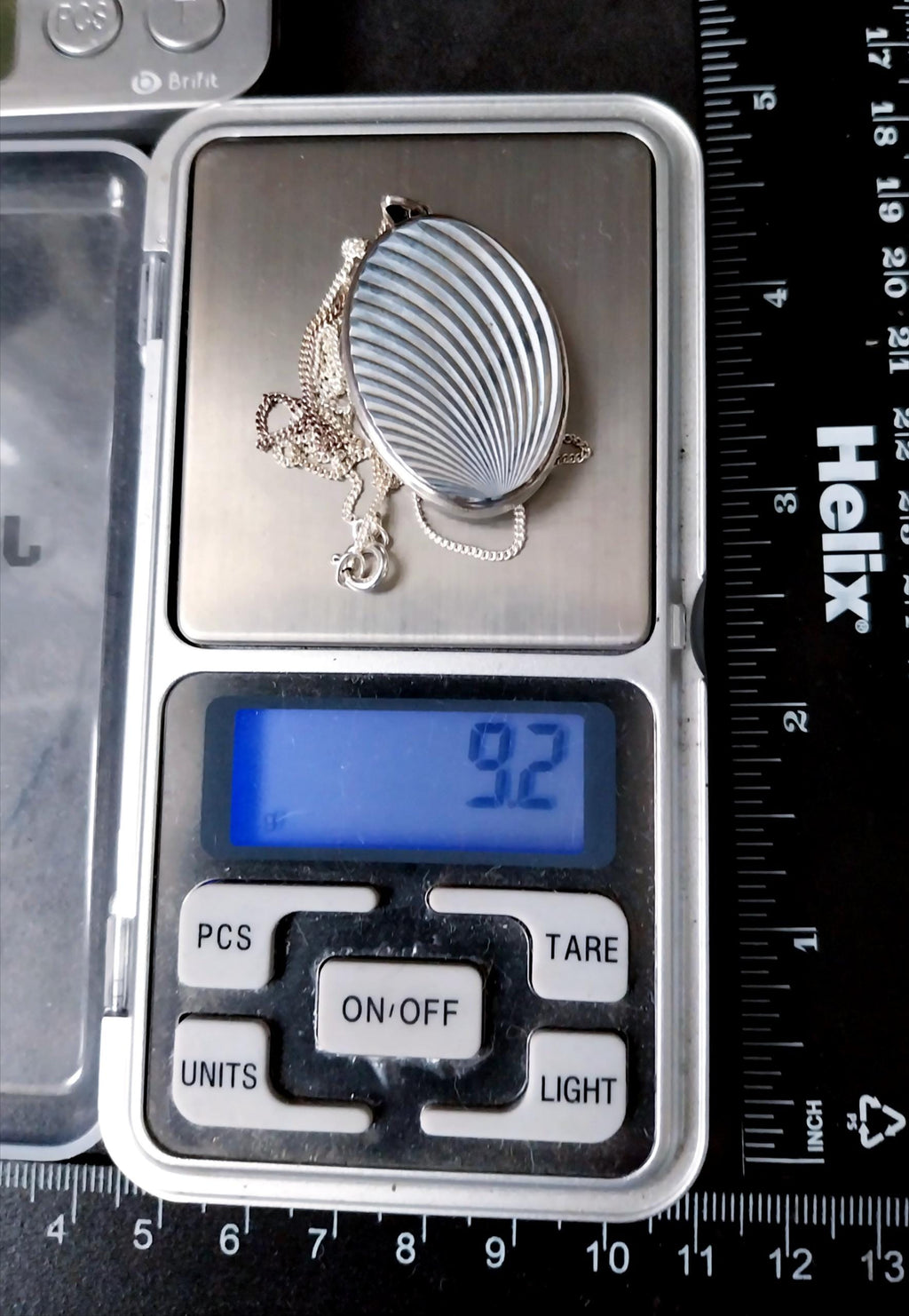 Vintage Georg Jensen SILVER LOCKET Necklace - Oval with Rays on 18" Chain - 9.2g