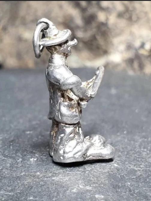 Vintage SILVER CLOWN CHARM - Circus, Creepy, Bracelet Charm 4.1g