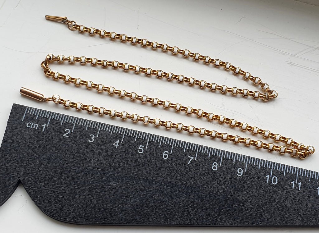 Antique 9ct GOLD ROLO BELCHER Chain Necklace with Barrel Clasp - 17.5" - 6.3g
