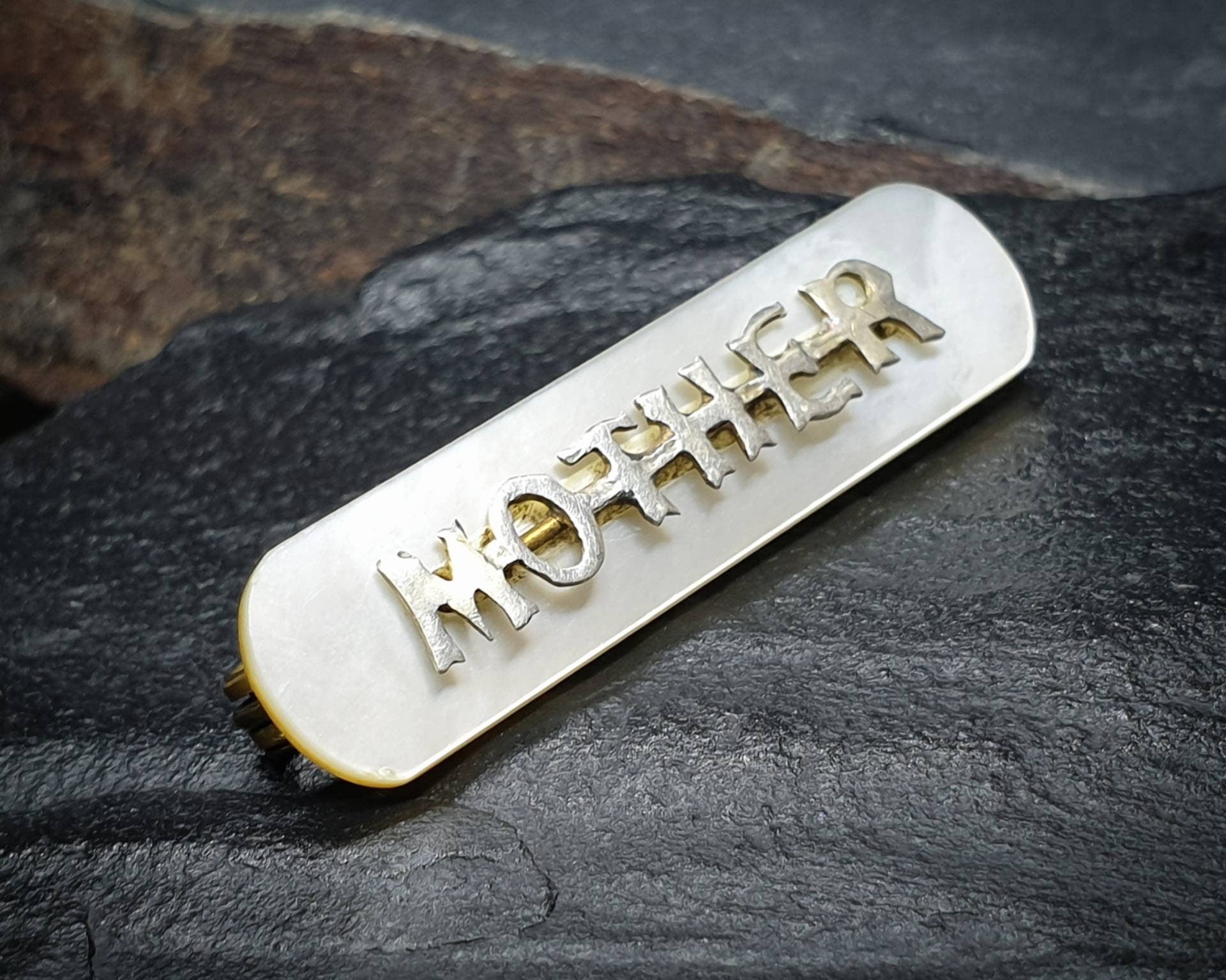 MOP MOTHER BROOCH - Antique Mother of Pearl with Silver