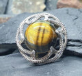 Sterling Silver MIRACLE TIGERS EYE Brooch -  Hallmarked Edinburgh - 12.9g
