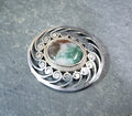 Large Sterling Silver Moss Agate Silver Brooch - 11.1g