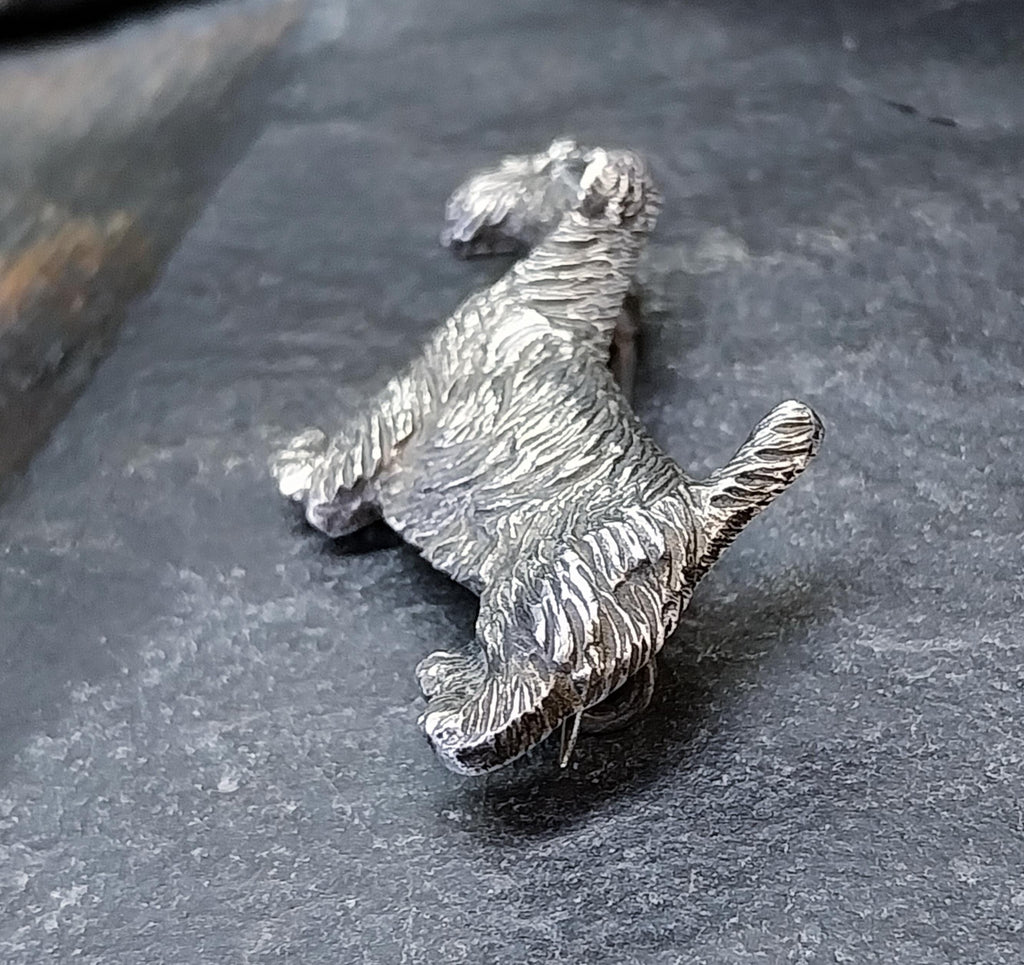 Vintage Dog Brooch - sterling Silver Terrier, Schnauzer - 5.4g