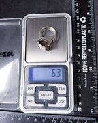 Vintage Modernist SILVER RING with Smoky Quartz - uk size O (us 7.5) - 6.4g