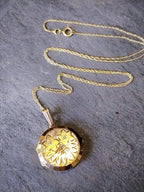 GEORG JENSEN 9ct Gold  Two Flower Locket - with 18" Gold Chain - 4.3g