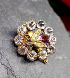 VICTORIAN FLY Insect BROOCH - Pinchbeck Pin and Paste stones