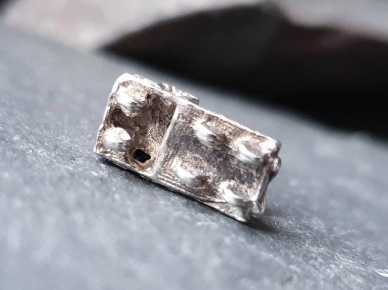 SILVER STEAM TRAIN Charm - Miniature Vintage model - 2.7g