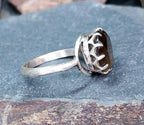 Vintage Sterling SILVER RING with large Smoky Quartz - size O 1/2 (us 7.5) - 3.6g