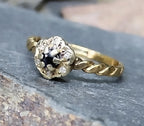 9ct GOLD RING with Sapphires& Diamonds - Size uk N (us 6.5) - 1.8g