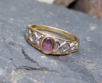 9ct GOLD CELTIC Ring with Purple Amethyst - Trinity Knot - Size uk K (us 5) - 1.8g
