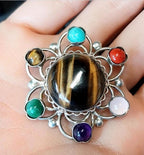 Vintage Sterling Silver Brooch with Celtic Design and Agate Gemstones  - 12.2g