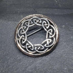 SILVER CELTIC Infinity Knot Brooch with Rose Surround - 4.8g